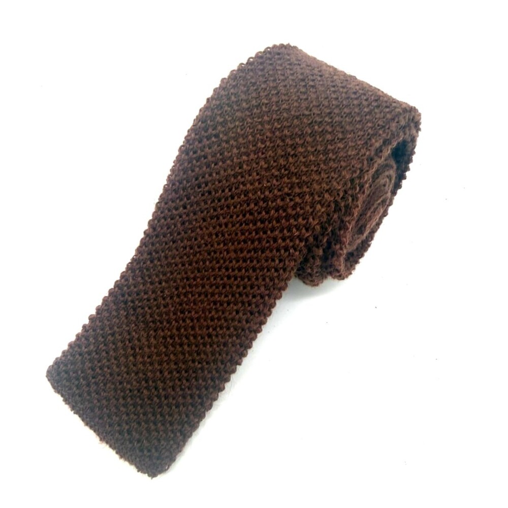 Vintage Roosternit by Rooster Knit Tie Brown Wool Mohair Gimbels Square End Flaw